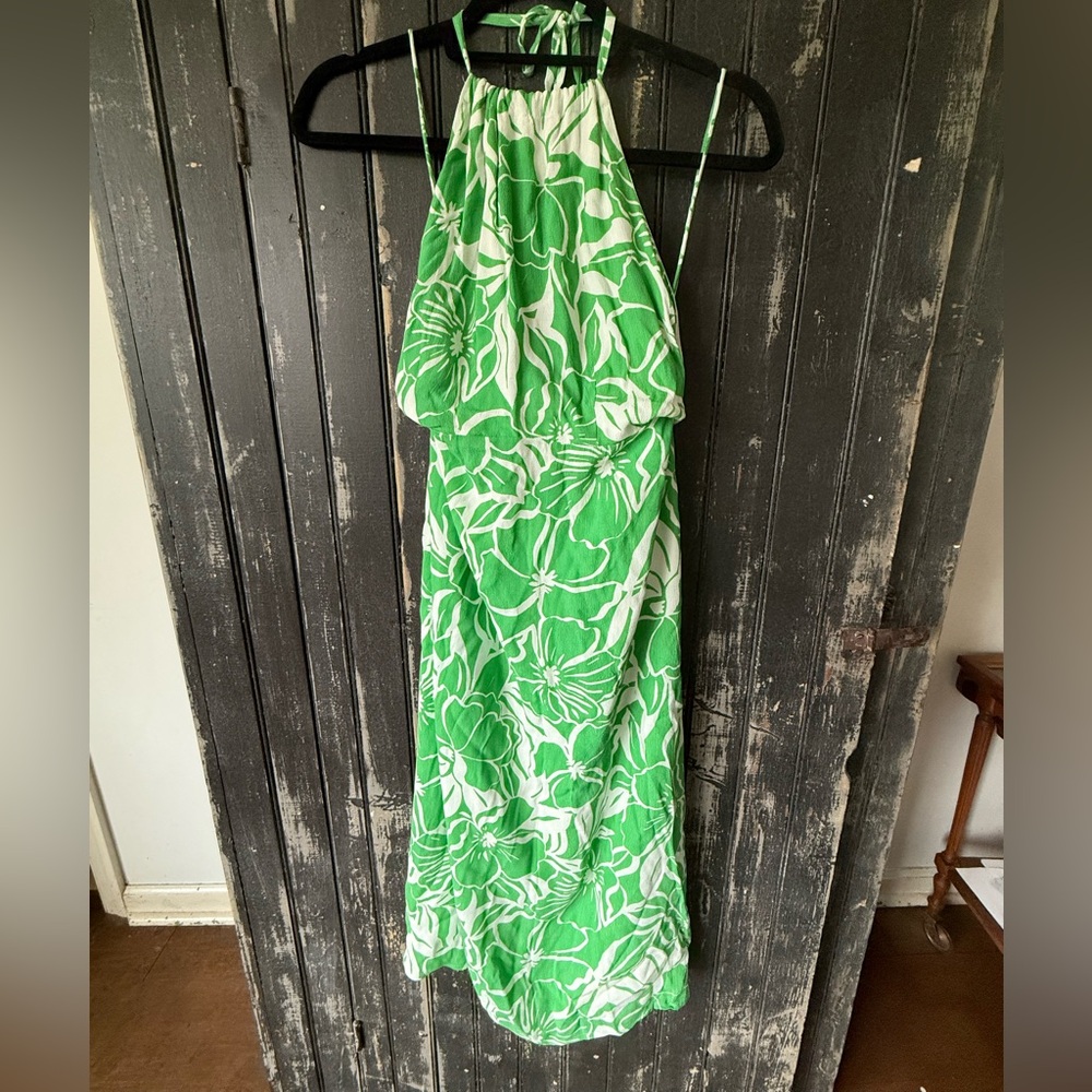 Faithful the Brand Green Floral Halter Dress